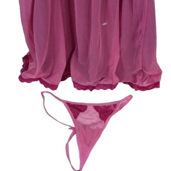 FRENCH AFFAIR BABYDOLL SET SIZE LARGE FUCHSIA COLOR - Picture 5 of 14